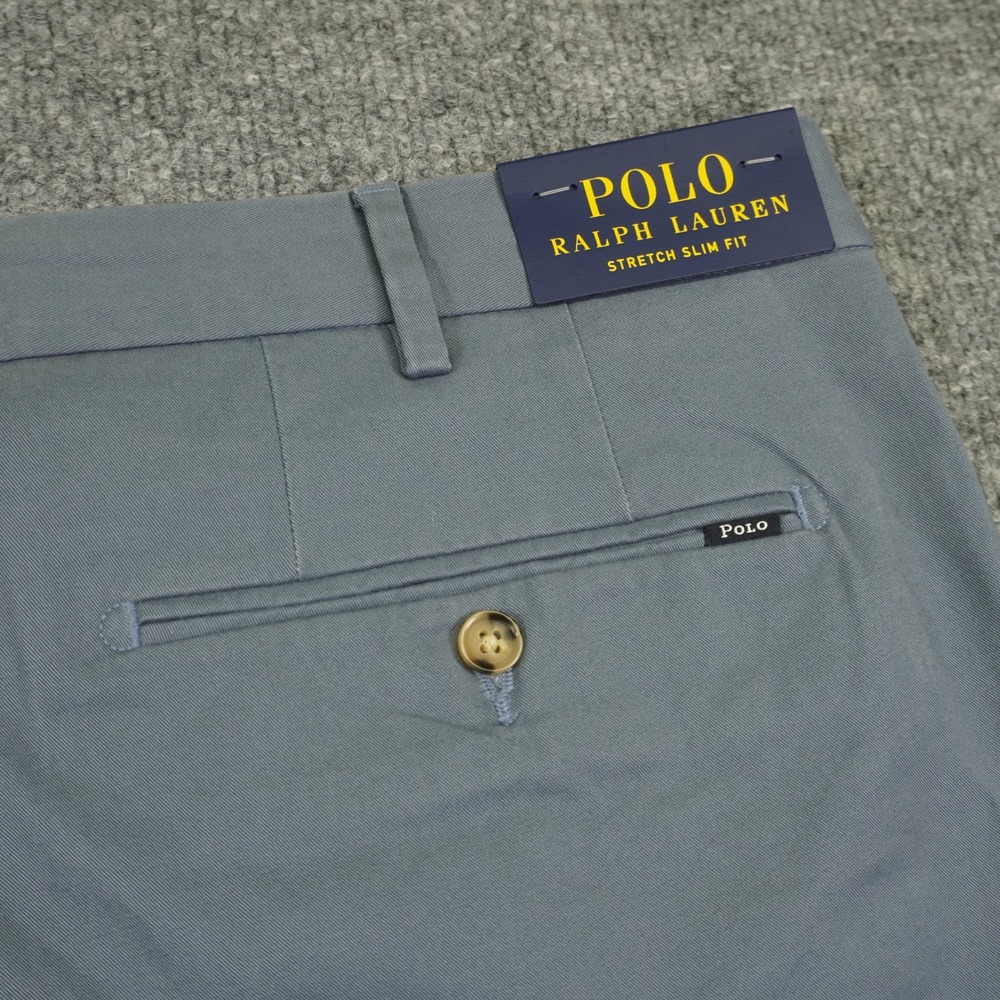NEW Polo Ralph Lauren Shorts Mens 42 Blue Grey Slim Stretch Chino Cotton 9.5" - Picture 13 of 14